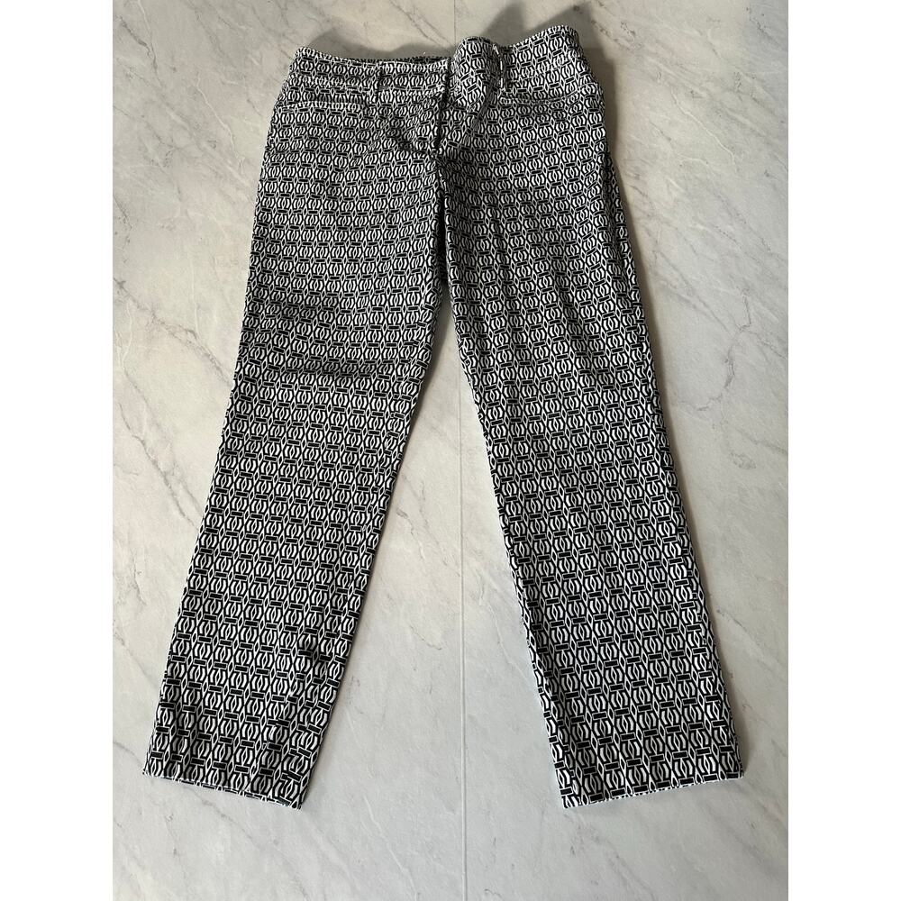 Cache women's patterned black white casual dress pants sz 8 hook loop